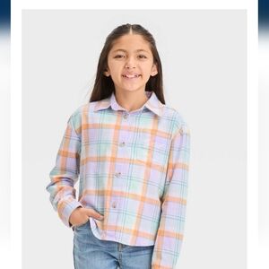 Girls' Long Sleeve Button-Down Woven Top - Cat & Jack, Purple